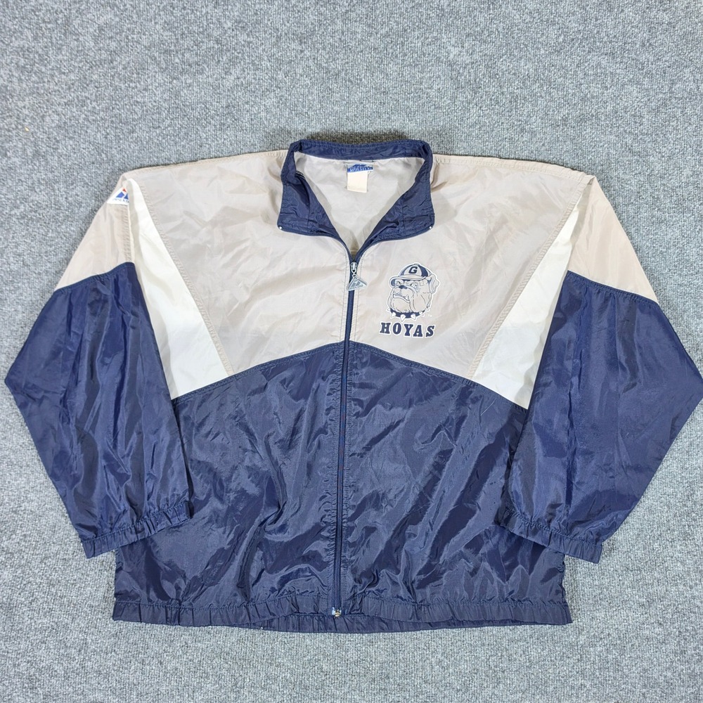 Vintage Apex One Georgetown Hoyas Windbreaker Jacket Mens Navy 90s Lightweight